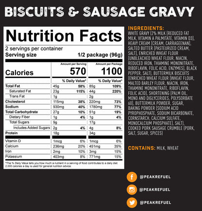 PEAK REFUEL - BISCUITS &  SAUSAGE GRAVY - RTG Supply Co