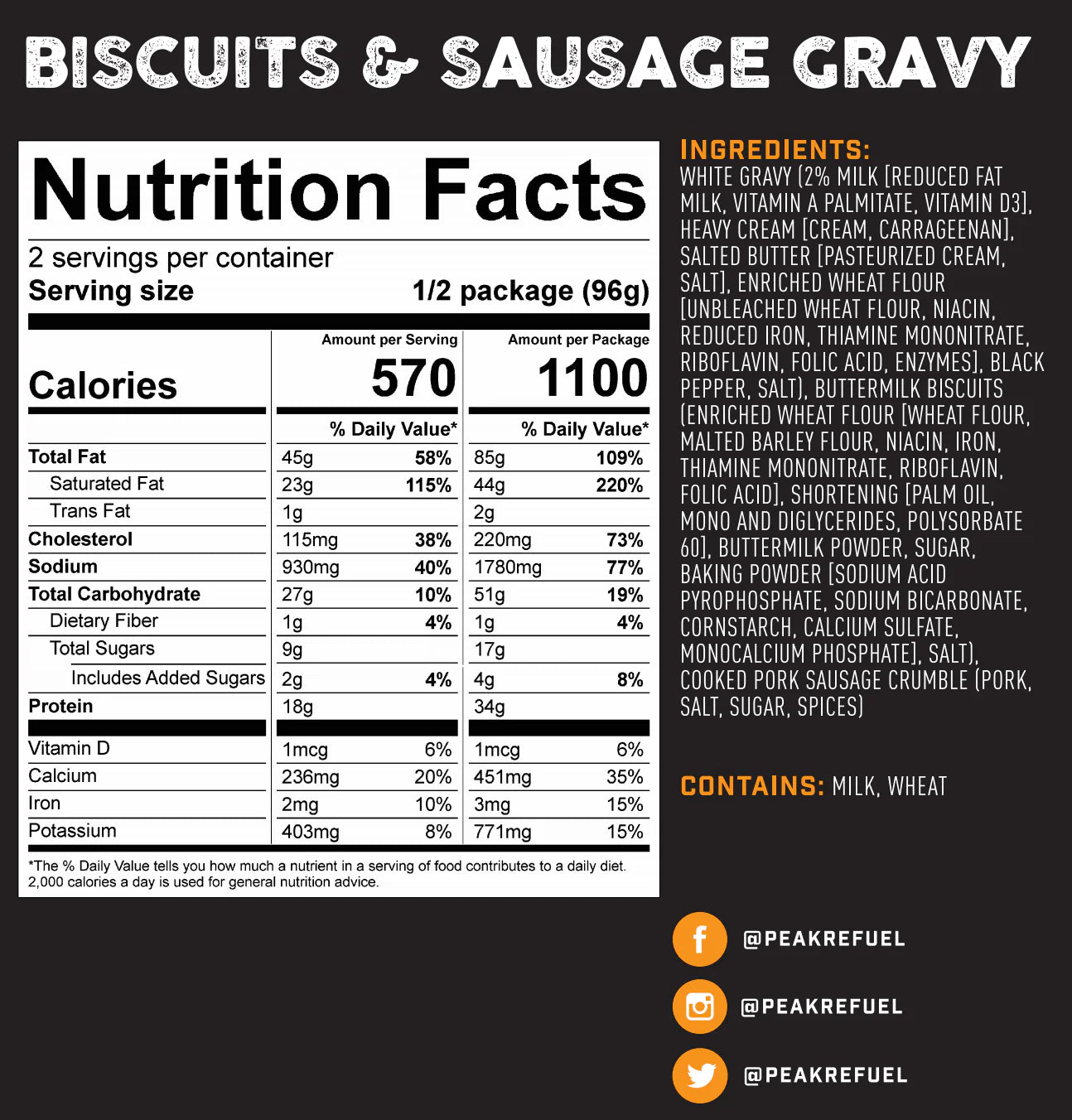 PEAK REFUEL - BISCUITS &  SAUSAGE GRAVY - RTG Supply Co