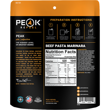 PEAK REFUEL - BEEF PASTA MARINARA - RTG Supply Co