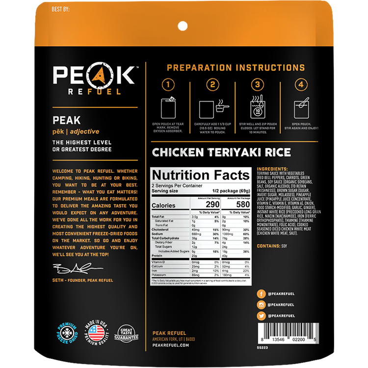 PEAK REFUEL - CHICKEN TERIYAKI RICE - RTG Supply Co