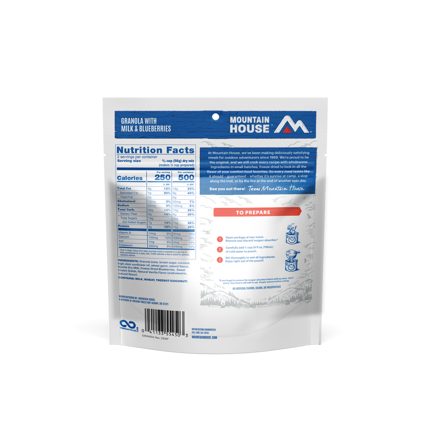 Mountain House - Granola with Milk & Blueberries (2 Servings) - RTG Supply Co