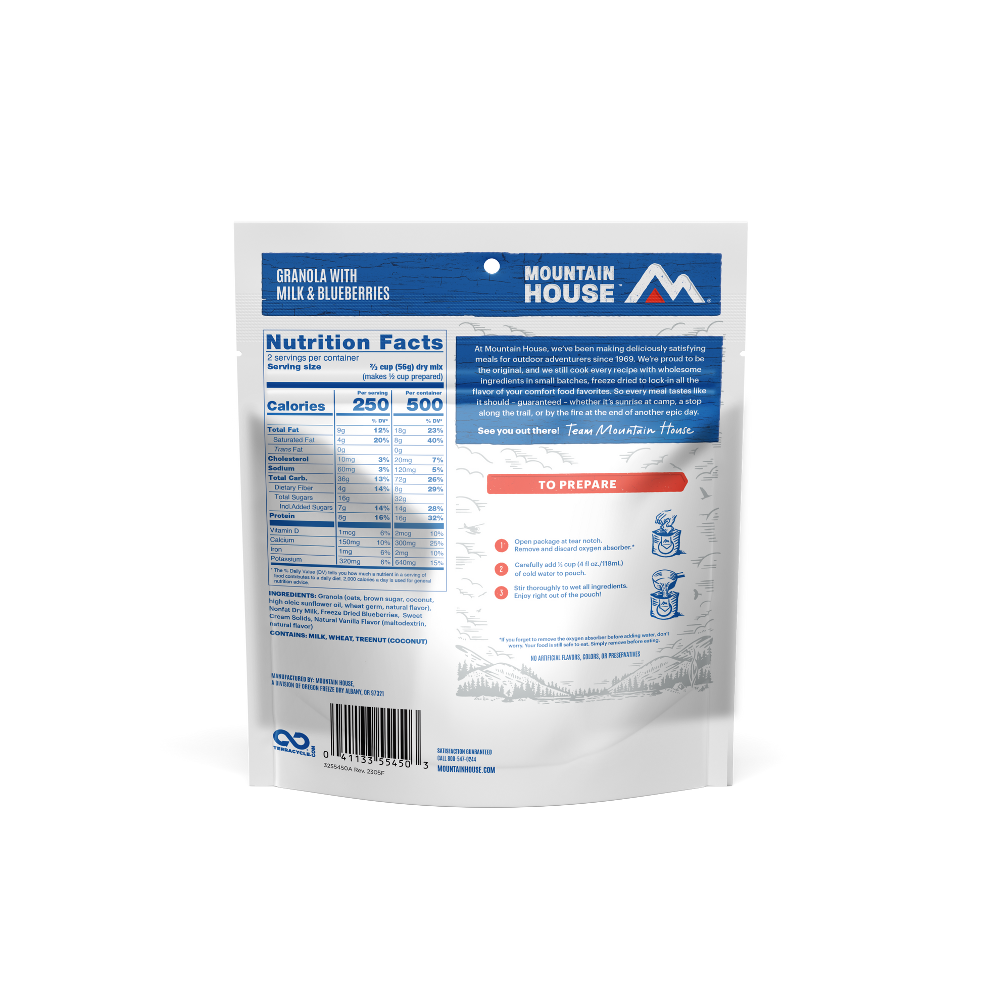 Mountain House - Granola with Milk & Blueberries (2 Servings) - RTG Supply Co