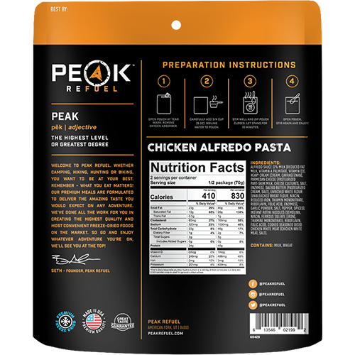 PEAK REFUEL - CHICKEN ALFREDO PASTA - RTG Supply Co