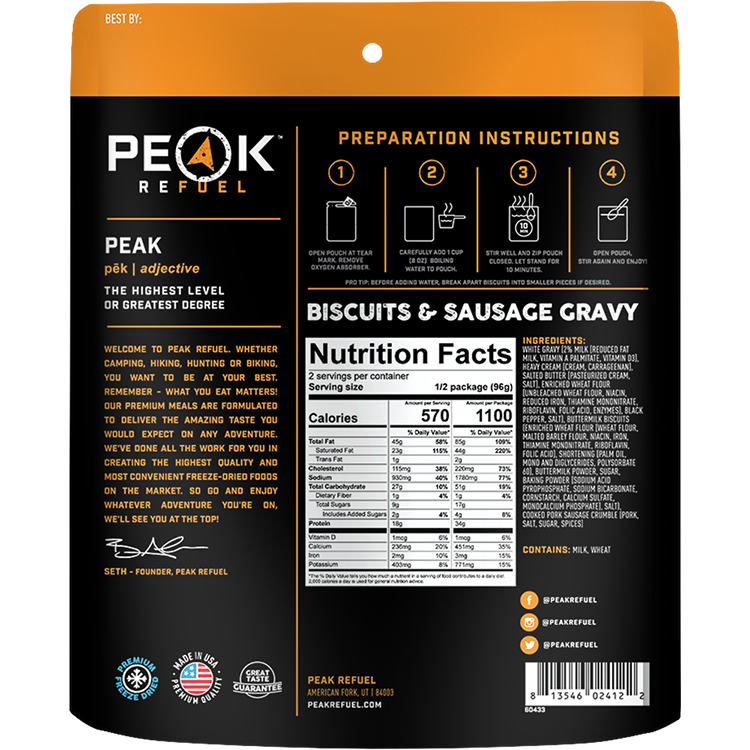 PEAK REFUEL - BISCUITS & SAUSAGE GRAVY - RTG Supply Co